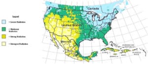 Solar Radiation Map of the USA