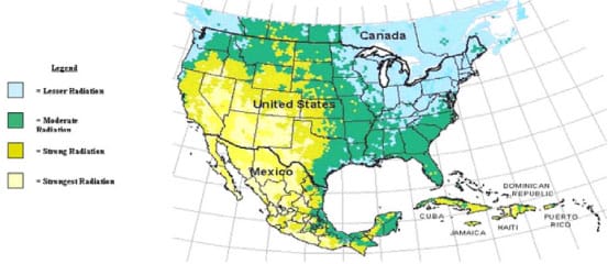 Solar radiation map of the usa