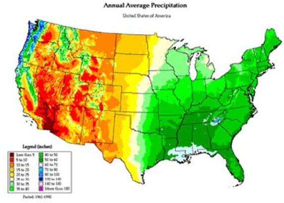 Average annual rainfall