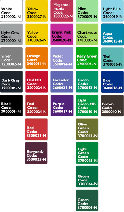 Redibatch color chart
